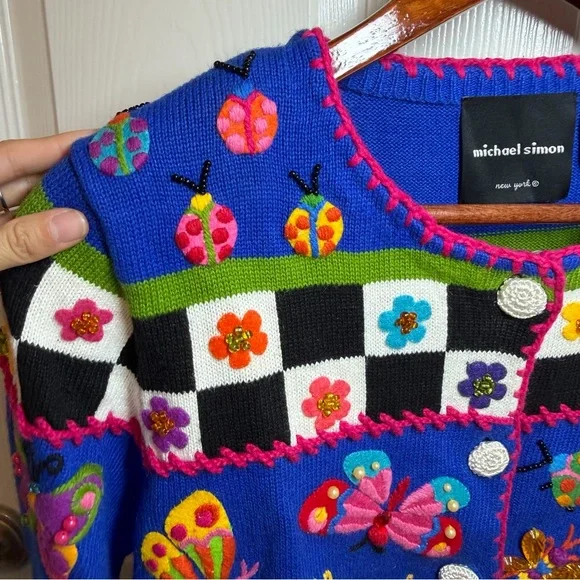 rare vintage michael simon butterfly sweater NWT - Picture 8 of 15